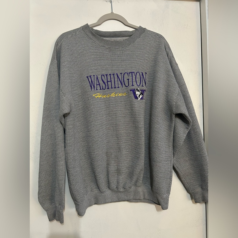 Vintage 90s Washington Huskies University Grey Sweatshirt L